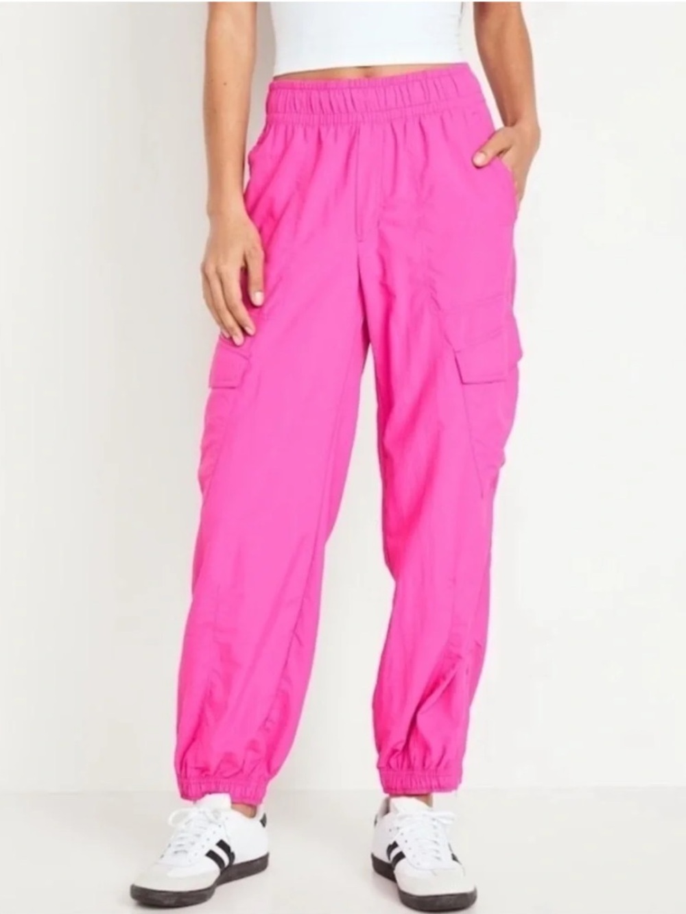 Old Navy High-Waisted Ankle-Zip Cargo Joggers Pants Hot Pink
